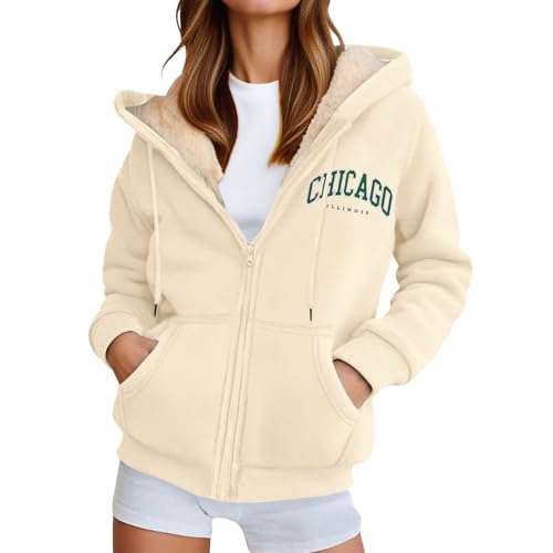 Fleece Hoodies for Women Letter Printed Zip Up Hoodies for Men Unsex Casual Long Sleeve Sweatshirts Winter Pullover Tops - Main Image