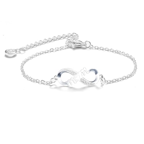 Image of Infinity Heart Bracelets for Daughter Mom Sister Granddaughter Grandma Lovers White Gold Plated Diamond Adjustable Butterfly Bracelets Best Birthday Mother's day Graduation Gifts