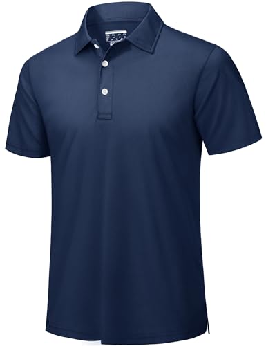 TACVASEN Golf Shirts for Men Short Sleeve Polo Shirts Breathable Quick Dry Summer Casual Work Polo Tops Navy,XL
