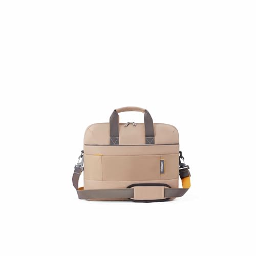 Image of American Tourister Urban Biz Office Briefcase | 2 Compartments | Front Quick-Access Pocket | Messenger Bag for Business | Adjustable & Detachable Shoulder Strap | Beige