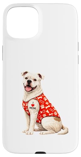 American Bulldog Dog Mom | I Love Mom ���킢���q�� �X�}�z�P�[�X iPhone 15 Plus �p