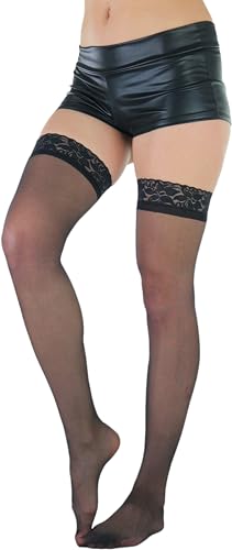 Image of ToBeInStyle Women's Sheer Banded Thigh High Socking w /Opaque Band