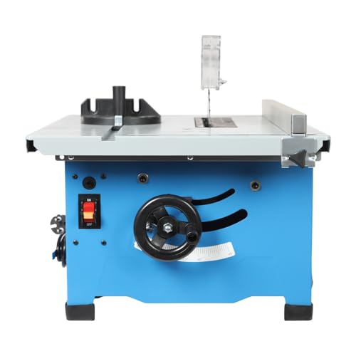 Sierra circular de mesa, 1400 W, 220 V, ángulo ajustable, sierra de mesa de 4200 rpm, para uso doméstico, bricolaje personal o trabajos de carpintería, hasta 50 kg