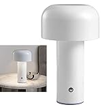 ZJchao Mushroom Table Lamp LED Light Beads Stepless Dimming Night Light for Bedroom Bedside (White)