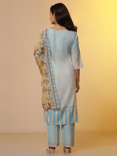 Image of Aurelia Women Straight Viscose Kurta Set with Palazzos & Dupatta