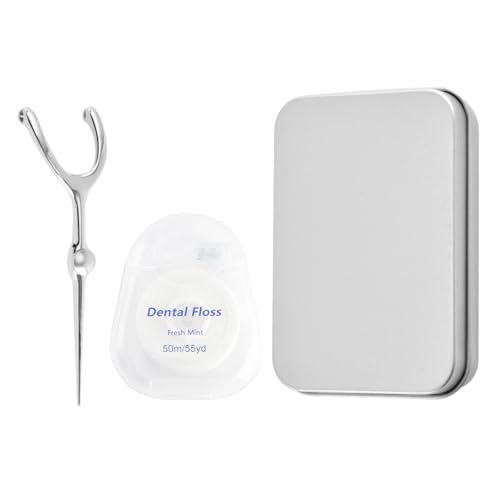 LOGJAM 1 Set Reusable Dental Floss Holder with Replaceable Picks and Storage Box, Portable Flossing Handle Tool Oral Care Kit