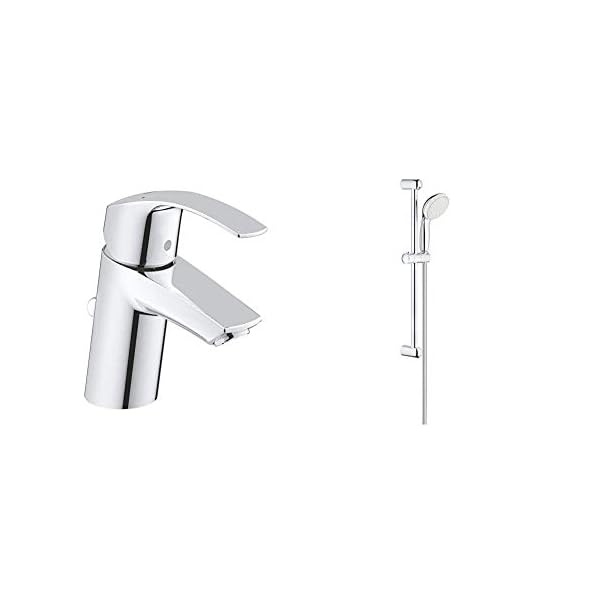 GROHE Eurosmart | Badarmatur - Einhand-Waschtischbatterie, mit Einlochmontage | S-Size & Tempesta 100 |Brause…