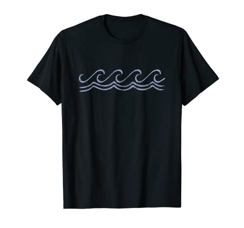 Waves Surfing Waves Beach Lovers Vintage Minimalista Diseño Camiseta