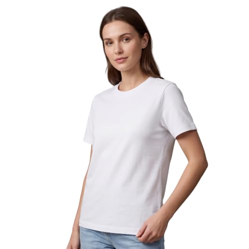 Image of NOBERO 100% Cotton T-Shirts for Women Stylish | Regular Fit | Solid T Shirts for Women 180 GSM Combed Cotton | Crew Neck Half Sleeve