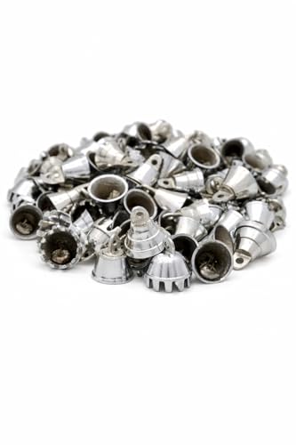 One Dozen about 0.75" High Silver Tone Bells Wedding Motorcycle Chrome Plated Brass Bells