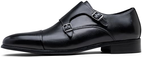 Jousen Mens Dress Loafers Leather Double Monk Strap Oxford Slip On Cap Toe Dress Shoes for Men2