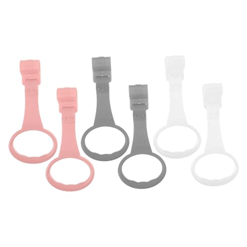 GALPADA 6 Piezas Anillas para Cunas Infantiles Accesorios para Aprendizaje Anillos para Ayudar Bebés Ponerse de Material Seguro y Resistente Colores Blanco Rosa y Gris Herramienta para