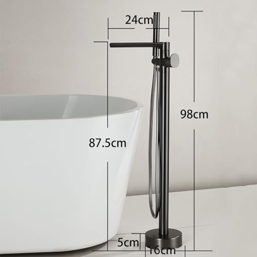 Robinet de baignoire au sol cascade MOCHAMIK 360° blanc double commande fluide - 5