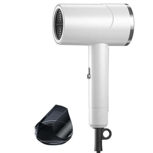SHLWYG Asciugacapelli Professionale da Parrucchiere - Silenzioso con Ioni di Luce Blu per Celebrità (Bianco)