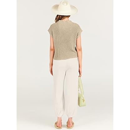 ANRABESS Women's Two Piece Outfits Knit Sweater Vest Crop Top Pants Lounge Matching Tracksuit Sweatsuit Travel Clothes Sets - Image 5