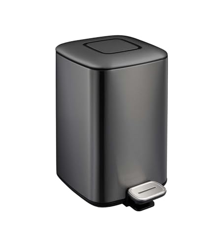 Image of Obsessions EKO 12 Litre Stainless Steel Pedal Dustbin - Soft-Close Lid with Liner & Deodorizer Compartment, Black Steel Finish for Kitchen, Bathroom