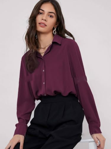 Image of GRECIILOOKS Women's Oversized Fit Rayon Crop Top Shirt | Comfortable Rich Korean Button Down | Workwear Top for Office & Casual Outfit