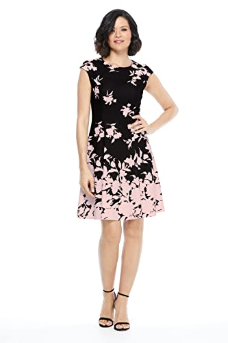 Image of London Times Womens Dresses Cap Sleeve Fit and Flare - Elegant Summer Cocktail Graduation Garden Party Wedding Guest Dress