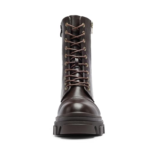 Image of DREAM PAIRS Women's Combat Boots Lace up Mid Calf Boots