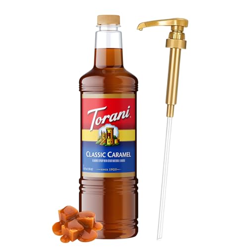 Image of Torani Classic Caramel Syrup 1L with Pump - Lattes, Desserts & More