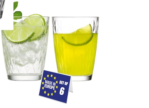 LAV Vasos de agua modernos grandes, 410ml, Set de 6 Unidades, 100% SIN PLOMO Vasos de Cristal, Aptos para Lavavajillas, Vasos de Coctel, Vasos de Bebidas, Vasos de Zumo