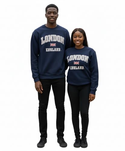 British Heritage Brands LE201NG Unisex London England Sweatshirt Navy Grey XS-2XL