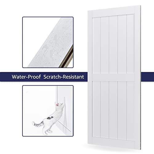 Image of 36in x 84in White Sliding Barn Door,Covered with Water-Proof PVC Surface