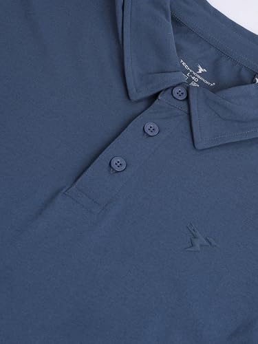 Image of TECHNOSPORT Mens Slim Fit Solid Full Sleeve Cotflex Polo T-Shirt for Regular and Casual Uses