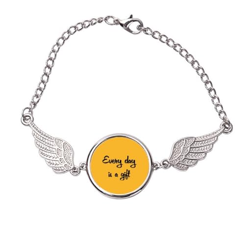 Bracelet en métal avec ailes d'ange Every Day is A Inspirational Taille M