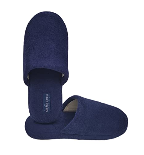 DeFonseca De Fonseca Modell Roma Optimale Damen-Hausschuhe aus atmungsaktivem und schweißabweisendem Frottee, rutschfeste Gummisohle, waschbar, Winter-/Sommer-Qualität, blau, 36/37 EU Cover