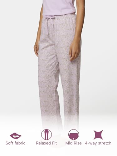 Image of Enamor Mid Rise Full Length Adjustable Drawstring Hangout Pant for Women - Relaxed Fit, Combed Cotton - E4A5