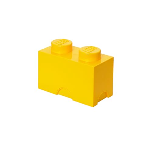LEGO Storage Brick 2 - studs Yellow, Stackable Storage Box, 2.6L – LEGO Product, Plastic Storage Box with Lid, Desk Storage, Room Storage, Toy Box