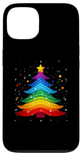 Coque pour iPhone 13 LGBT Q Pride Pyjama motif sapin de Noël cool arc-en-ciel