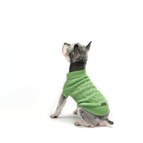 Small Dog Warm Winter Sweater Pet Clothes Knitwear for Small to Medium Breeds Dog Outfits (Green S)…