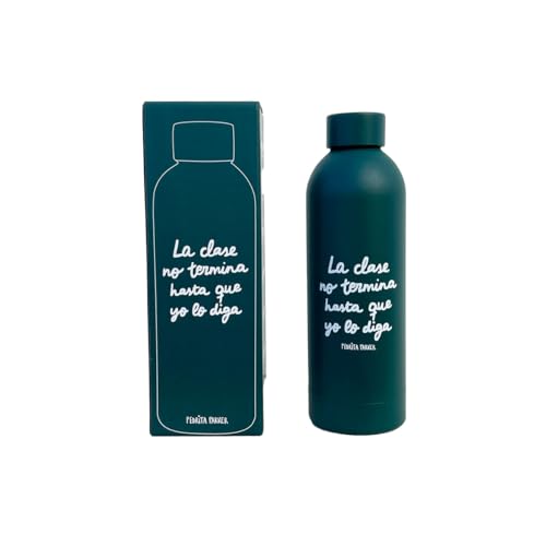 Botella termo para profesores - Botella agua acero inoxidable, sin BPA, reutilizable, Botella termo con Doble Aislamiento, 500ml, Diseño para profesores 'La clase no termina hasta que yo lo diga'