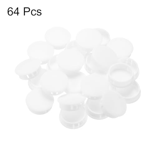 Image of MECCANIXITY 64PCS 30mm /1.18 inch White Plastic Hole Plugs, Flush Type Panel Hole Plugs Insert End Caps for Locking Hole Tubes Furniture Cabinet
