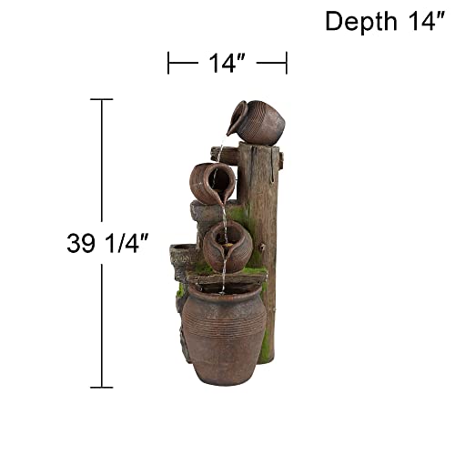 Four Jug 39 1/4" High Large Rustic Indoor Outdoor Decor Faux Stone Floor Fountain with Light LED Waterfall Cascading Standing Water Feature for Outside Garden Patio Yard Backyard - John Timberland - Image 4