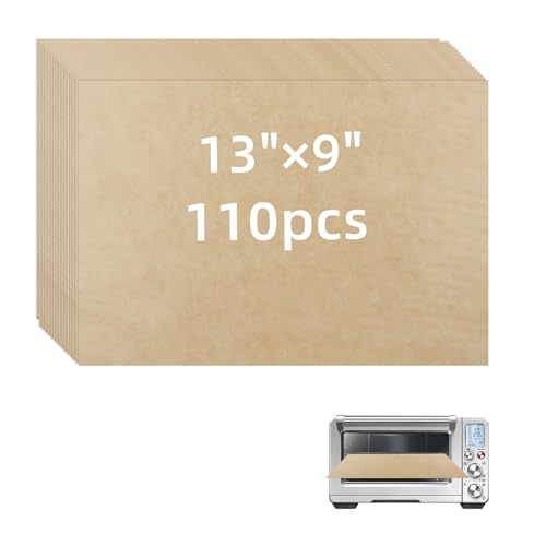 110PCS Air Fryer Liners Disposable Parchment Paper Sheets Compatible with Breville Smart Oven Air Fryer Pro BOV900BSS, Unbleached Parchment Paper for Baking Accessories, 13"×9"