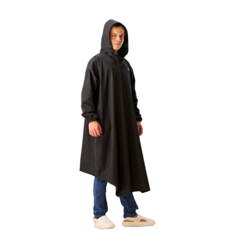 Image of ZEEL Polyester Rain Poncho Hooded Coat One Size Suit For Men And Women With Adjustable Hood Along With Reflective Back, Unisex Lightweight Long Coat And Reusable& Packable, Az31 Black Free