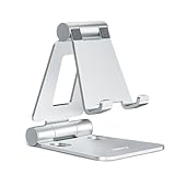 Nulaxy Verstellbar Handy Ständer Tisch: Faltbarer Handy Halterung Halter Aluminium Phone Stand für Schreibtisch Kompatibel mit iPhone 16 15 14 13 12 11 Pro Max Xs Xr X 8, Galaxy, alle Handys - Silber
