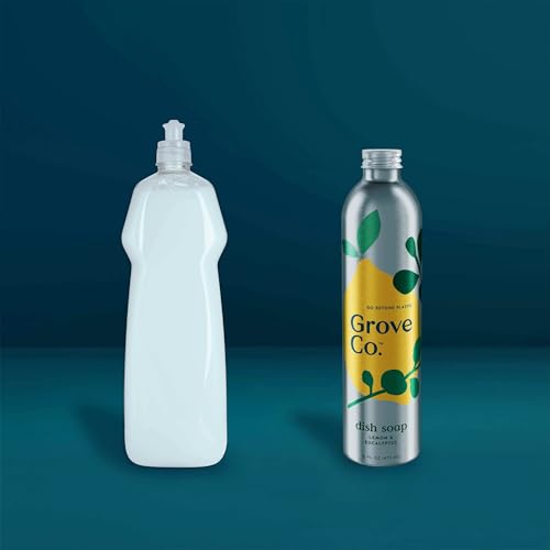 Image of Grove Co. Dish Soap Refill, 1 x 16 fl oz Refill, Lemon, Eucalyptus & Mint | Plastic-Free; Removes Stuck on Food; USDA Biobased; 98% plant-based ingredients; Natural Fragrance