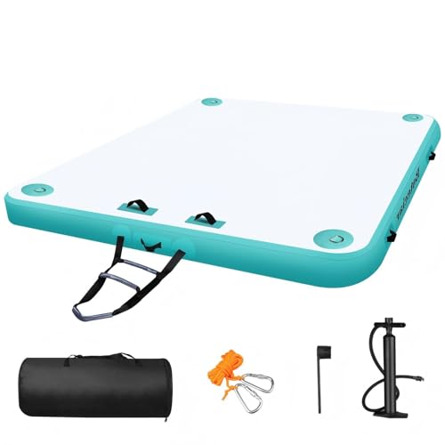 Quai Flottant Gonflable, Plateformes de Quai Gonflables pour 3-5 Personnes, Tapis de Quai Flottant Antidérapante Portable avec Pompe à Air et Sac de...
