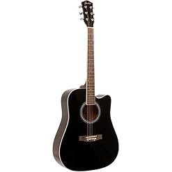 Fazley W40-BK guitare acoustique folk noire + housse + accordeur - Les Beatles, Paul McCartney, John Lennon, RIngo Starr, George Harrison Fazley W40-BK guitare acoustique folk noire + housse + accordeur – Image 2