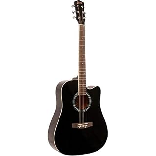 Fazley W40-BK guitare acoustique folk noire + housse + accordeur – Image 2