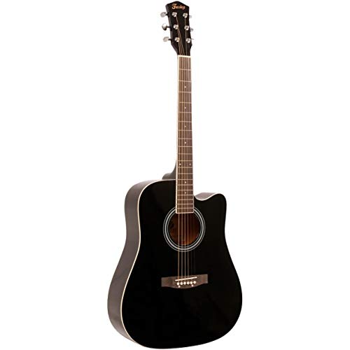 Fazley W40-BK guitare acoustique folk noire + housse + accordeur - Les Beatles, Paul McCartney, John Lennon, RIngo Starr, George Harrison Fazley W40-BK guitare acoustique folk noire + housse + accordeur – Image 3