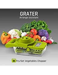 Mandoline Slicer, Coolcha Vegetable Grater & Julienne Slicer Cutter for Cucumber, Onion, Cheese With 7 Thickness Settings Interchangeable Stainless Steel Blades +Food Container - Mandolin