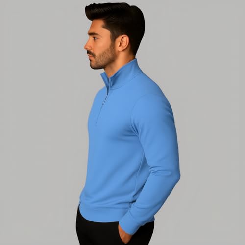 Image of Mack Jonney Men's Fleece Half-Zip High Neck Sweatshirt | Warm & Stylish Winter Wear -M4380