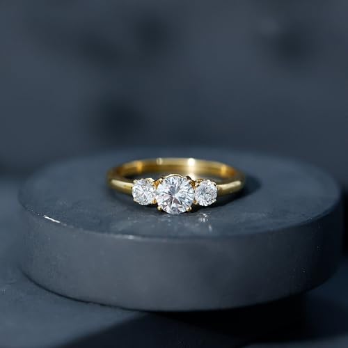 Certified Lab Grown Diamond 3 Stone Promise Ring, Ef-Vs Quality, Diamond Past Present Future Ring - With Jewelry Box3