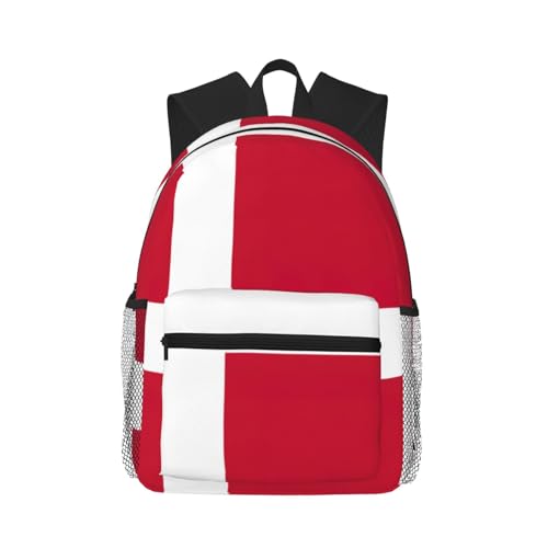 Sac à dos polyvalent et décontracté WURTON noir avec drapeau danois pour le sport