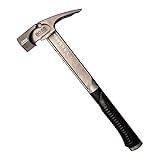 Boss Hammer 14 oz. Pro Series Titanium Hammer with Over-Molded No-Slip Rubber Grip - Construction Grade, Dual Side Nail Pullers, Smooth Face - Made in the USA - BH14TIS